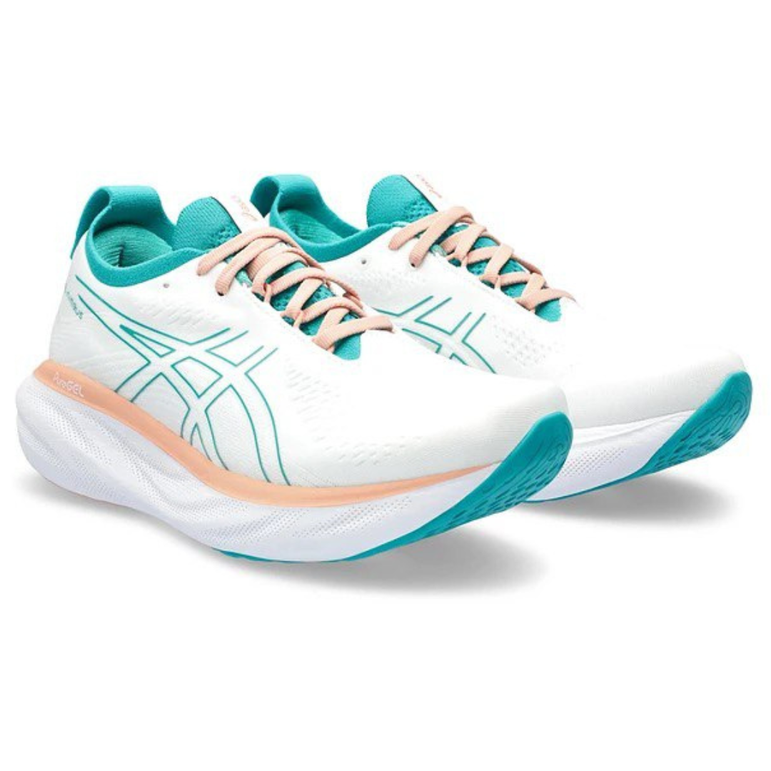 Asics Gel - Nimbus™ 25 'White with Jade and Orange'